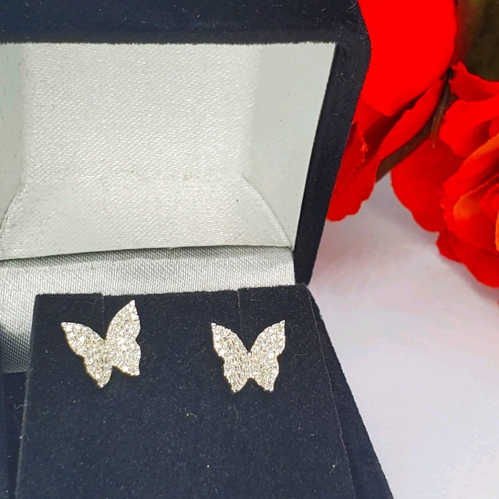 Natural Diamond Butterfly Earrings 10kt